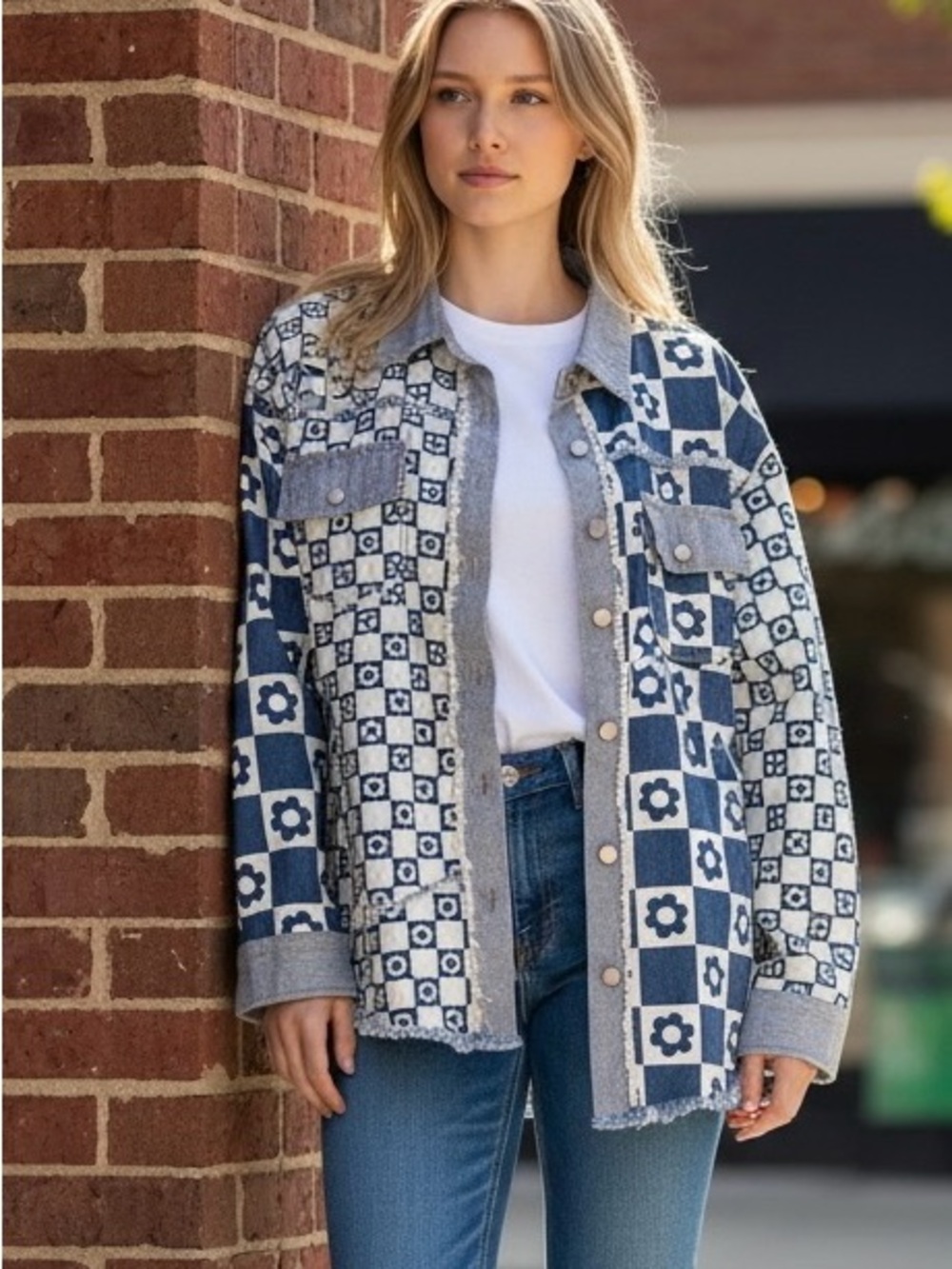 ANDTHEWHY- Patchwork denim Shacket button up